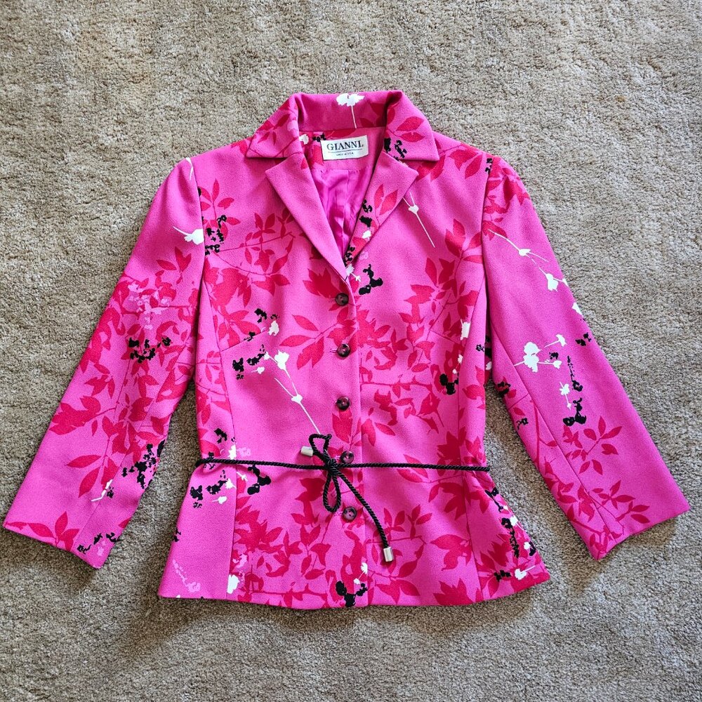 y2k Barbiecore McBling Office Siren Coquette Girly Pink Cherry Blossom Blouse - Picture 4 of 7